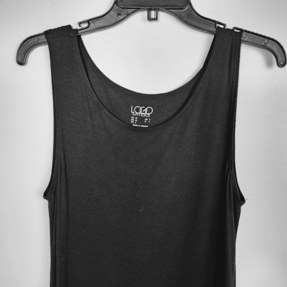 Logo Layers by Lori Goldstein Black Tank with Beige Lace Trim Size M - Picture 2 of 13